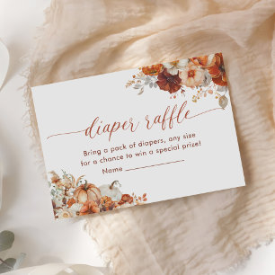 Cartão De Informações Boho Fall Floral Pumpkin Fralda Raffle