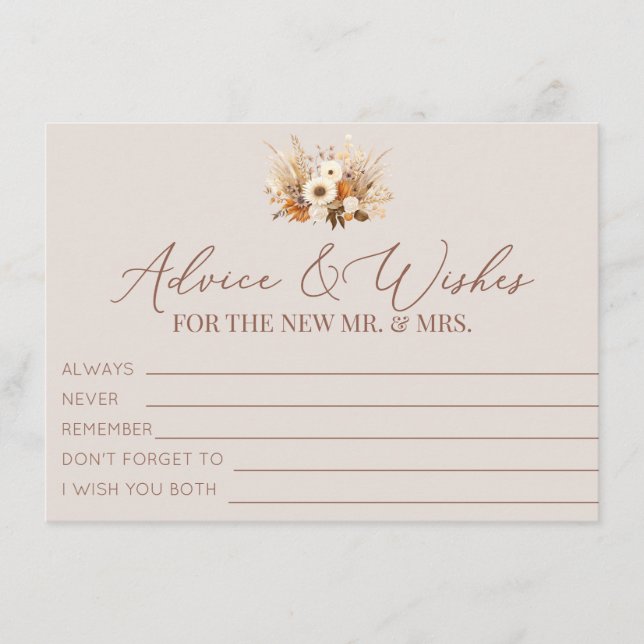 Cartão De Informações Boho Fall Flowers - Conselhos e Desejos (Frente)