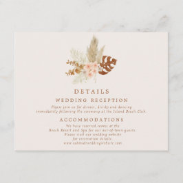 Cartão De Informações Boho Fall Flowers Detalhes do Casamento