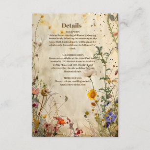 Cartão De Informações Boho Fall Wildflower Wedding