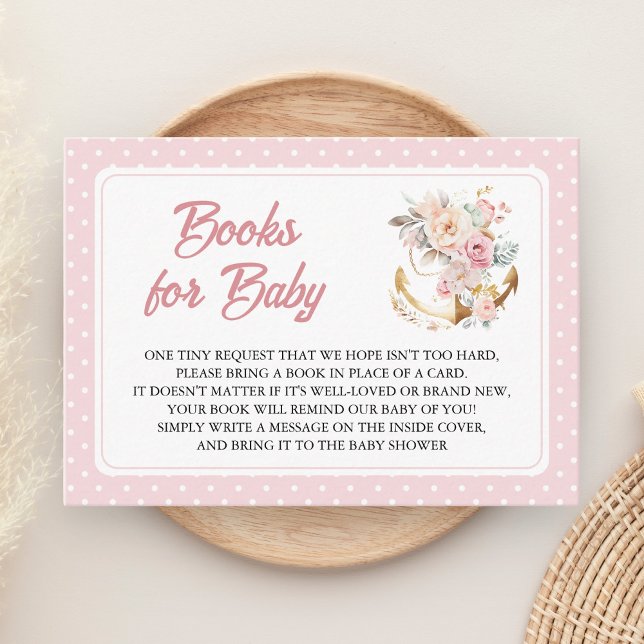 Cartão De Informações Boho Floral Anchor Nautical Girl Book Request (Criador carregado)