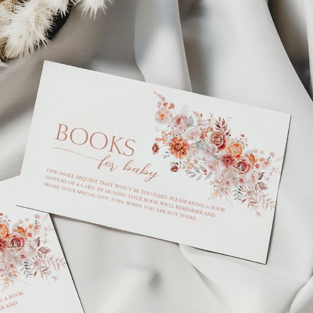 Cartão De Informações Boho Floral Baby Brunch Livros Para Bebê (Criador carregado)