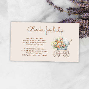 Cartão De Informações Boho Floral Baby Carruagem Books para bebê
