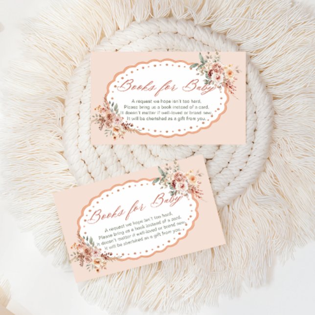 Cartão De Informações Boho Floral Chá de fraldas Book Request (Criador carregado)