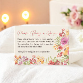 Cartão De Informações Boho Floral Chá de panela Pintado à Mão Requ