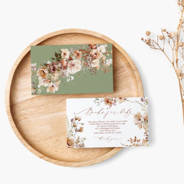 Cartão De Informações Boho Floral Gênero Pedido de Livro Neutro (Criador carregado)