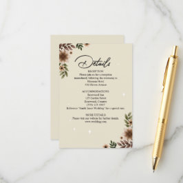 Cartão De Informações Boho Floral Minimalista Wedding
