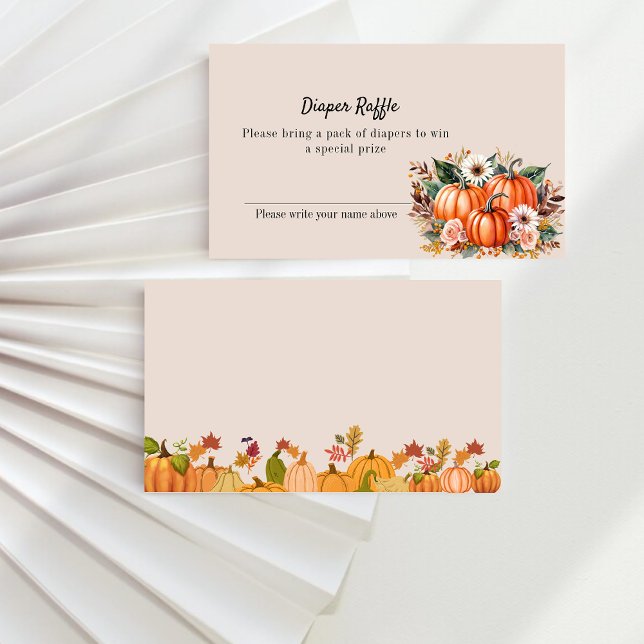 Cartão De Informações Boho Floral Pumpkin Fall Chá de fraldas Fralda Raf (Criador carregado)