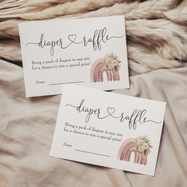 Cartão De Informações Boho Floral Rainbow Girl Fralda Raffle (Criador carregado)