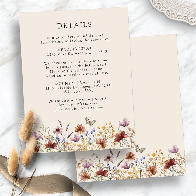 Cartão De Informações Boho Floral Wedding (Boho Floral Wedding Enclosure Card
)