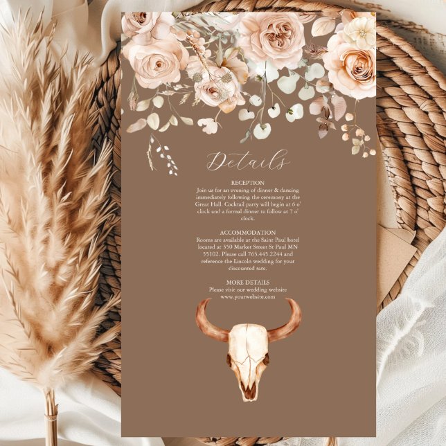 Cartão De Informações Boho Floral Western Wedding (Criador carregado)