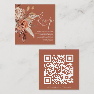 Cartão De Informações Boho Florals QR Code Terracotta Casamento RSVP