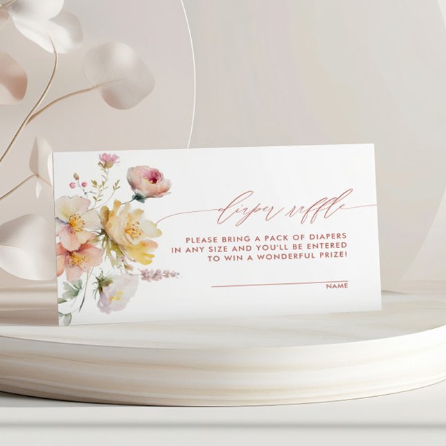 Cartão De Informações Boho Garden Rosa Flores Fralda Raffle (Criador carregado)