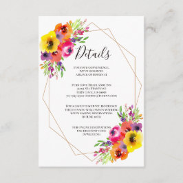 Cartão De Informações Boho Geométrico Aquarela Floral Detalhes