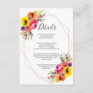 Cartão De Informações Boho Geométrico Aquarela Floral Detalhes