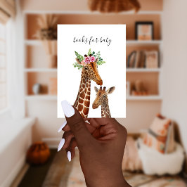 Cartão De Informações Boho Giraffe Mama + Pedido de Livro de Bebê