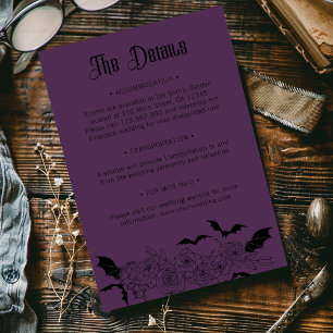 Cartão De Informações Boho Gothic Botanical Wedding Details Purple