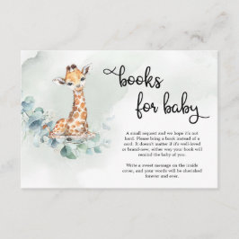 Cartão De Informações Boho green eucalyptus wreath giraffe book request