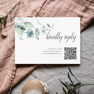 Cartão De Informações Boho Greenery deixa RSVP Online de Casamento