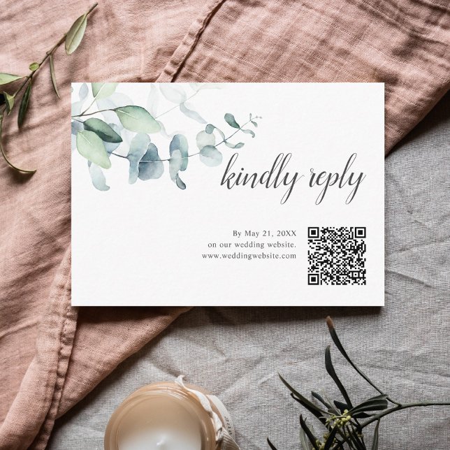 Cartão De Informações Boho Greenery deixa RSVP Online de Casamento (Criador carregado)