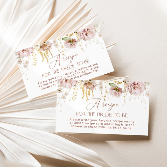 Cartão De Informações Boho jardim floral Receita para a noiva (Criador carregado)