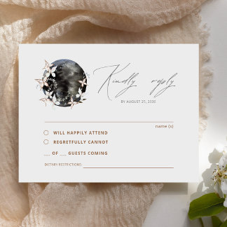 Cartão De Informações Boho Moon Celestial Casamento Botânico RSVP