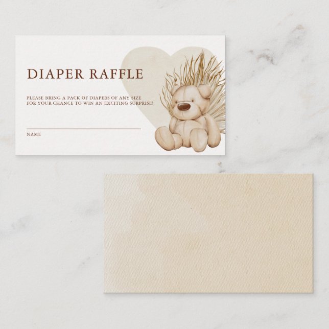 Cartão De Informações Boho Nursery Chic Fralda Raffle (Frente/Verso)
