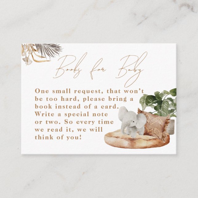 Cartão De Informações Boho Nursery Modern Elegante Livro de Chás de fral (Frente)