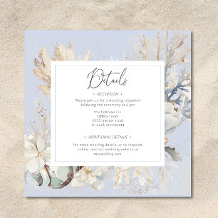 Cartão De Informações Boho Ocean Dusty Blue No Casamento Da Praia