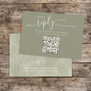 Cartão De Informações Boho Palm Sai do Casamento Código QR RSVP
