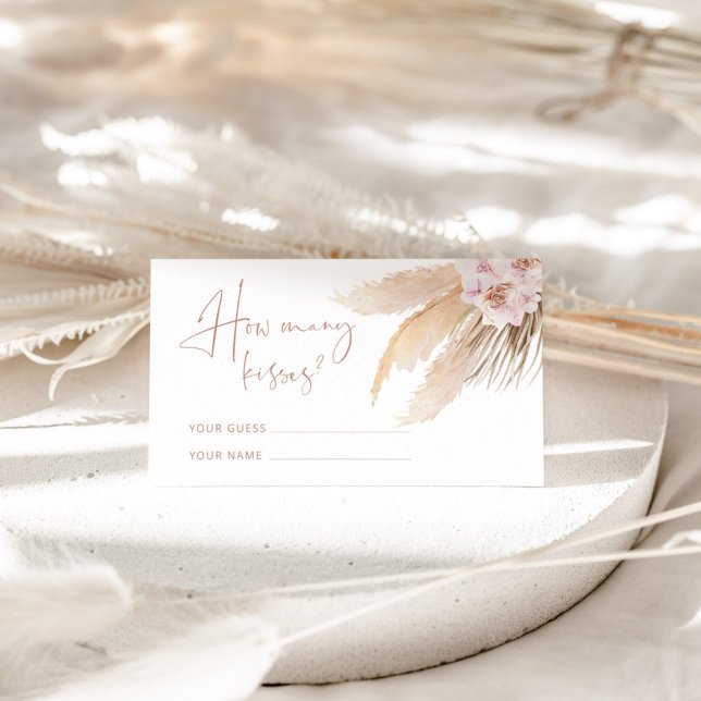 Cartão De Informações Boho pampas capa adivinha quantos beijos (Criador carregado)