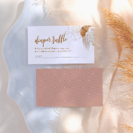 Cartão De Informações Boho Pampas Grass Chá de fraldas Raffle