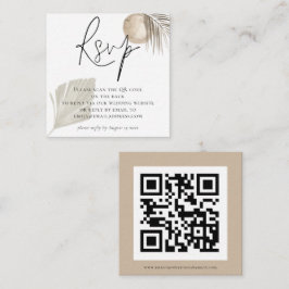 Cartão De Informações Boho Pampas Grass Código QR Casamento RSVP
