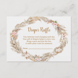 Cartão De Informações Boho Pampas Grass Diaper Raffle Card | Dusty Rose