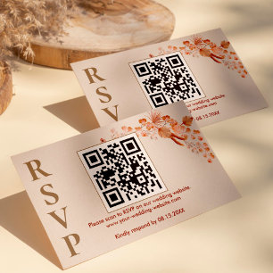 Cartão De Informações Boho Pampas Grass Wedding Online RSVP Código QR