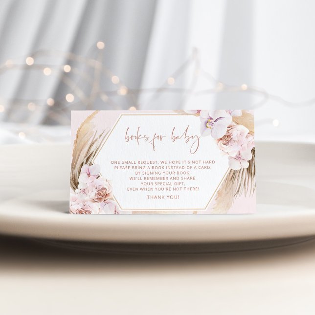 Cartão De Informações Boho pampas - livros para bebês (Criador carregado)