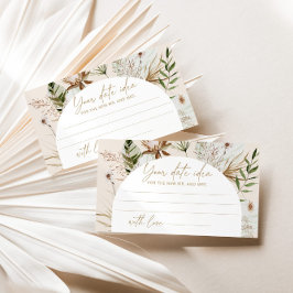 Cartão De Informações Boho pampas na praia. Ideias noturnas. Data jar