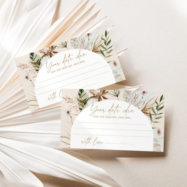 Cartão De Informações Boho pampas na praia. Ideias noturnas. Data jar (Criador carregado)