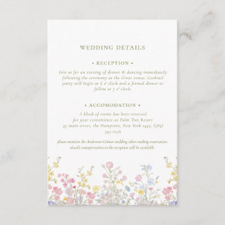 Cartão De Informações Boho Pastel flowers Elegant Calligraphy Wedding  E