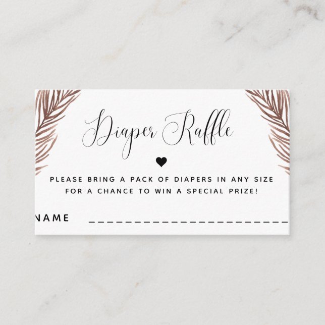 Cartão De Informações Boho Plant Heart Summer Chá de fraldas Raffle (Frente)