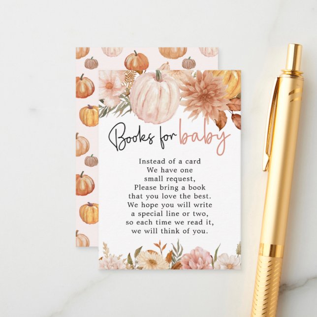 Cartão De Informações Boho Pumpkin Girl Livros Para Bebê (Frente/Verso In Situ)