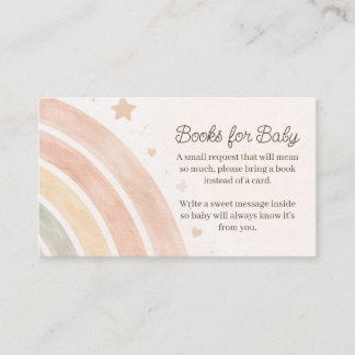 Cartão De Informações Boho Rainbow Books for Baby Minimal Baby Shower