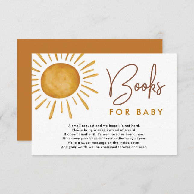 Cartão De Informações Boho Ray de Livros Sunshine para Bebê (Frente/Verso)