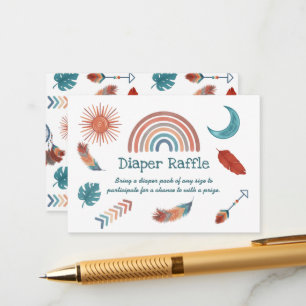 Cartão De Informações Boho Retro Chá de fraldas Arco-Íris Fralda Raffle 