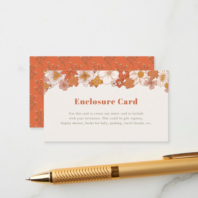 Cartão De Informações Boho Retro Groovy Floral Girl (Frente/Verso In Situ)