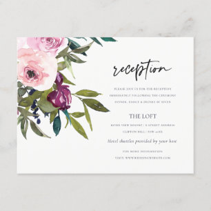 CARTÃO DE INFORMAÇÕES BOHO ROSÉ BORGONHA FLORAL RAMO CASAMENTO RECEÇÃO
