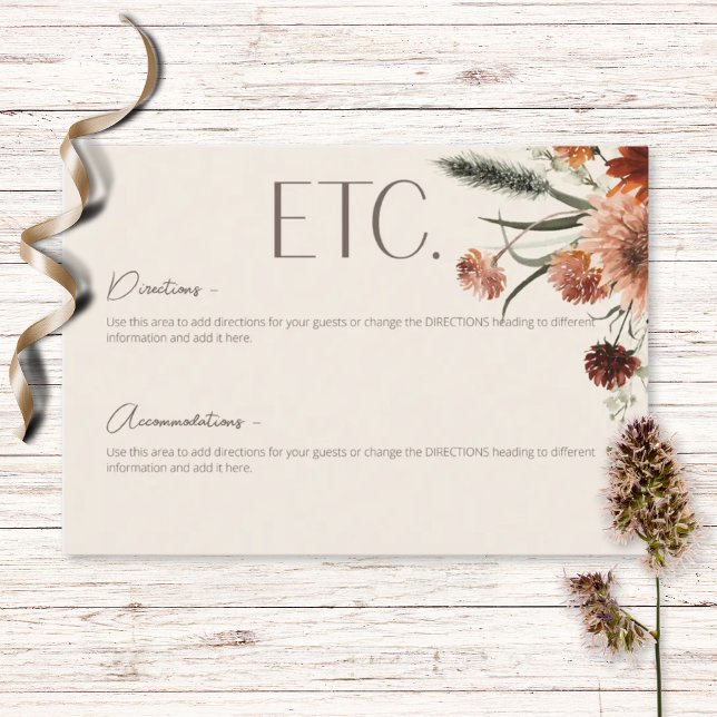 Cartão De Informações Boho Rust & Cream Fall Detalhes Florais (Criador carregado)