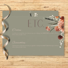 Cartão De Informações Boho Rust & Neutral Fall Floral Sage Detalhes Verd