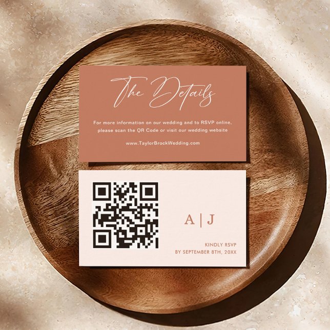 Cartão De Informações Boho Rust Terracotta Detalhes Casamento (Criador carregado)