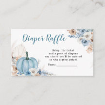 Boho Rustic Blue Pumpkin Fall Fralda Raffle